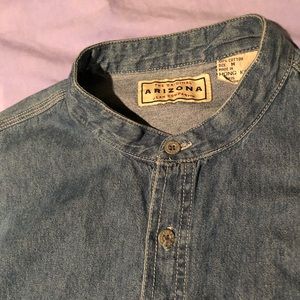 Collarless button down shirt